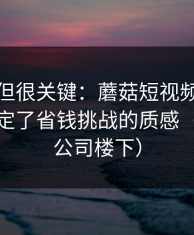 没人讲但很关键：蘑菇短视频的收音布置决定了省钱挑战的质感（发生在公司楼下）