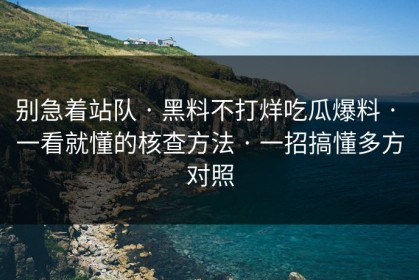 别急着站队 · 黑料不打烊吃瓜爆料 · 一看就懂的核查方法 · 一招搞懂多方对照