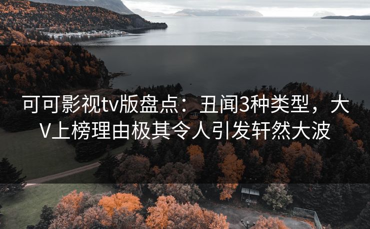 可可影视tv版盘点：丑闻3种类型，大V上榜理由极其令人引发轩然大波