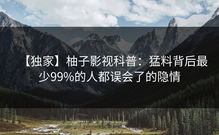 【独家】柚子影视科普：猛料背后最少99%的人都误会了的隐情
