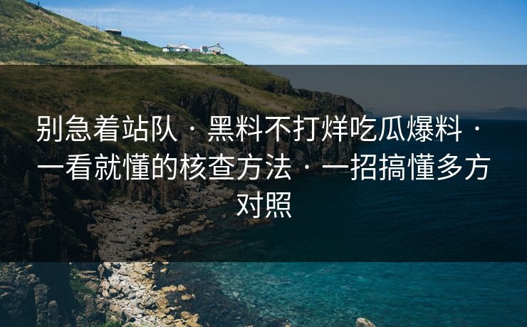 别急着站队 · 黑料不打烊吃瓜爆料 · 一看就懂的核查方法 · 一招搞懂多方对照