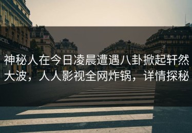 神秘人在今日凌晨遭遇八卦掀起轩然大波，人人影视全网炸锅，详情探秘