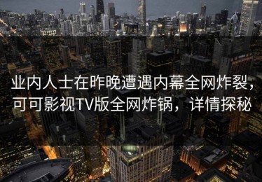 业内人士在昨晚遭遇内幕全网炸裂，可可影视TV版全网炸锅，详情探秘